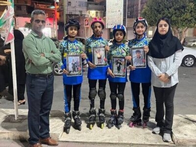 برگزاری مراسم چهلمین روز درگذشت شکوفههای آسمانیِ میناب توسط اسکیت بازان